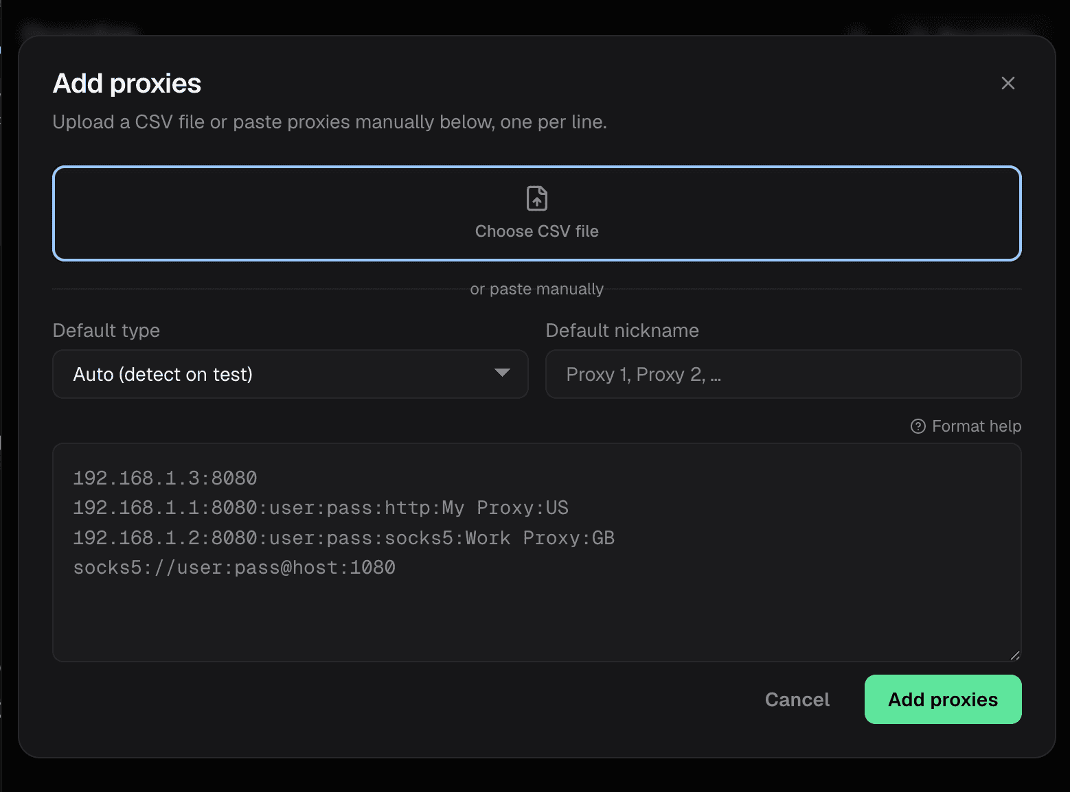 Importing proxies
